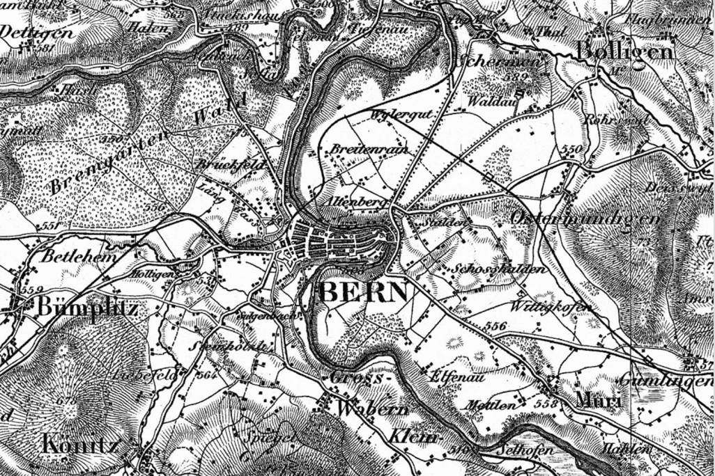 Bern, Landeskarte Jahr 1860