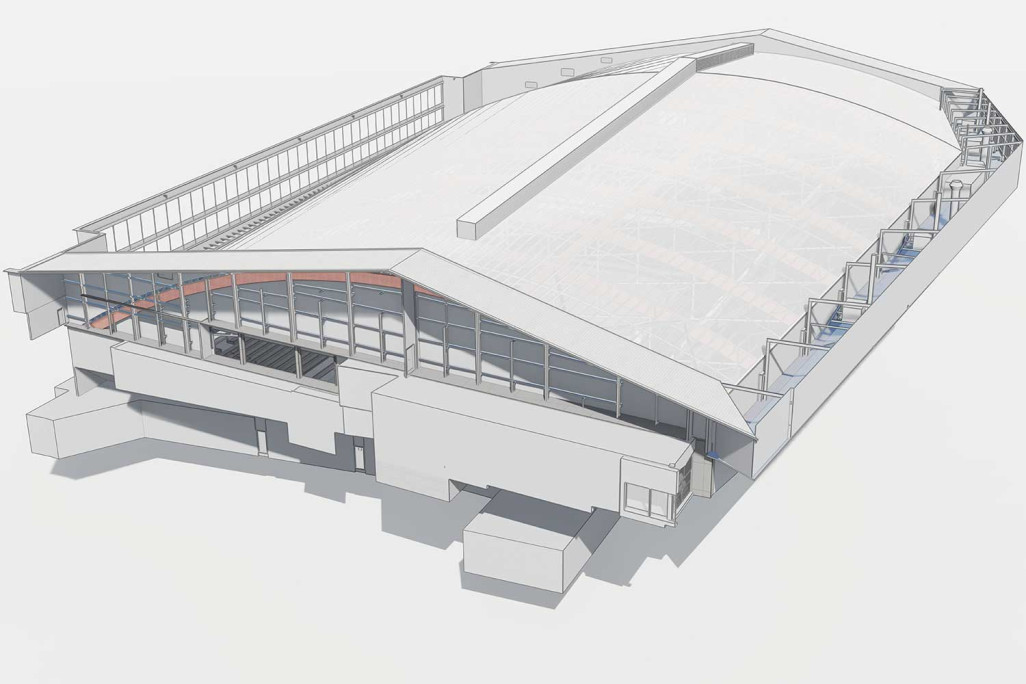 Bern, PostFinance Arena, 3D-Modell vom Dach, HMQ AG