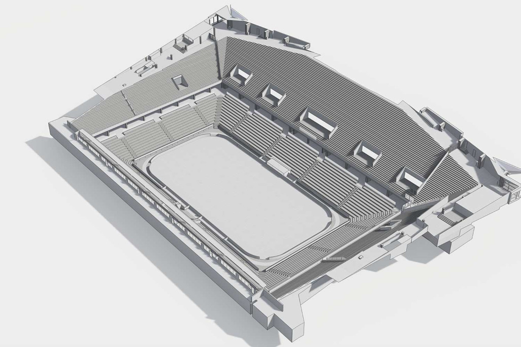 Bern, PostFinance Arena, 3D-Modell von der Tribüne, HMQ AG