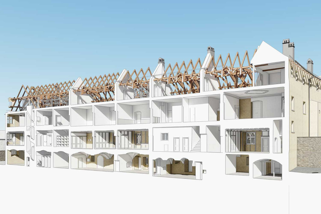 Schloss Haldenstein Graubünden, 3D-Längsschnitt, HMQ AG