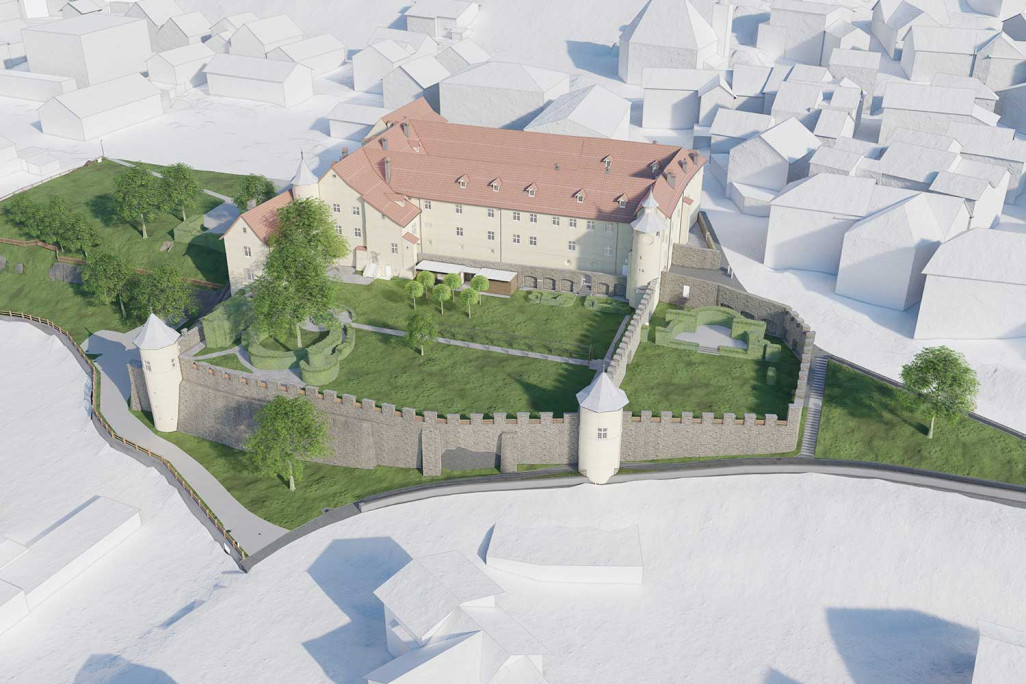 Schloss Haldenstein Graubünden, 3D-Modell Schlossanlage, HMQ AG