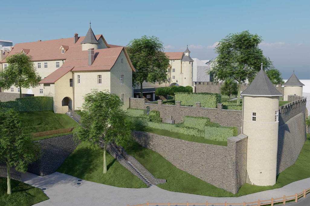 Schloss Haldenstein Graubünden, 3D-Modell aus Gebäudevermessung, HMQ AG
