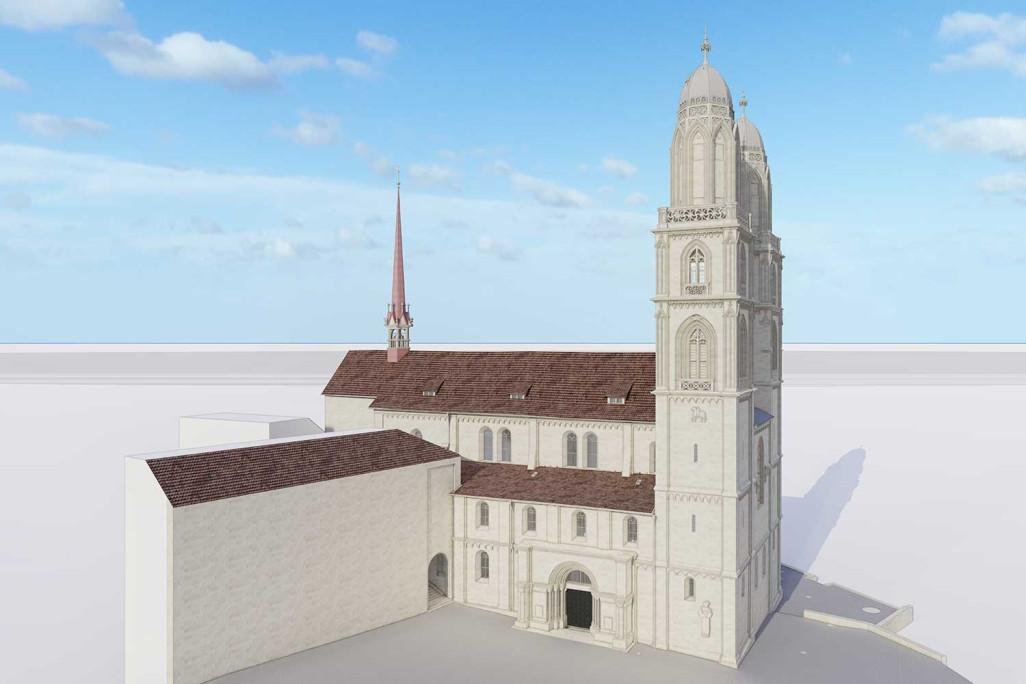 Grossmünster Zürich, 3D-Modell, HMQ AG