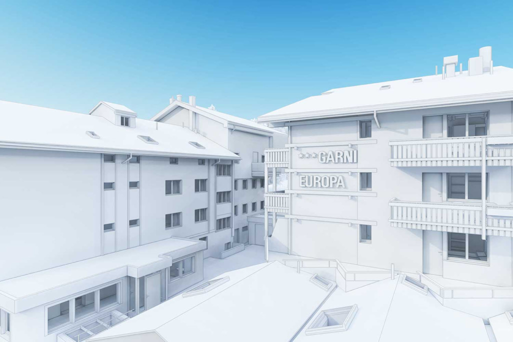 Saas Fee VS, Hotel Europa, 3D-Ansicht, HMQ AG